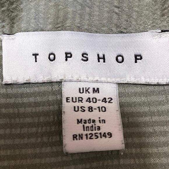 Topshop Women's Green Silk Satin Long Sleeve Button Down Pajama Set Size 8/10 - Picture 5 of 6